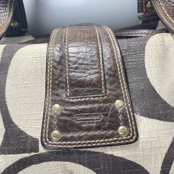 Vintage Y2K Coach Limited Edition Mandy Legacy Brown & Cream Turn Knob Tag - Picture 7 of 15